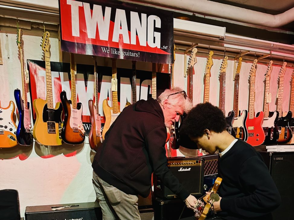 At Twang Guitars and Café in Stockholm